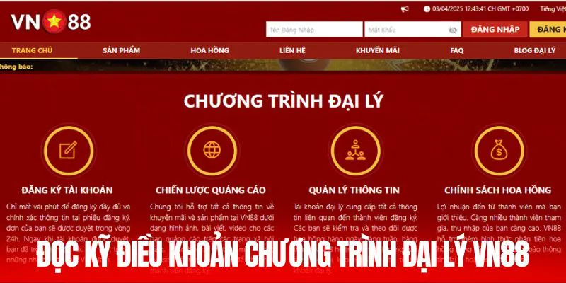 Đọc kỹ điều khoản chương trình đại lý VN88