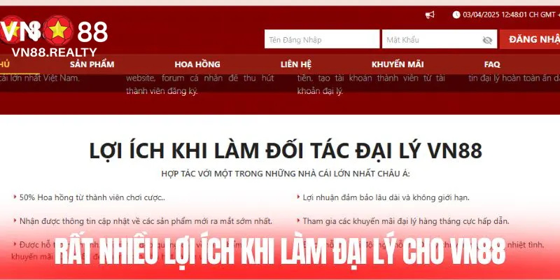 Rất nhiều lợi ích khi làm đại lý cho VN88